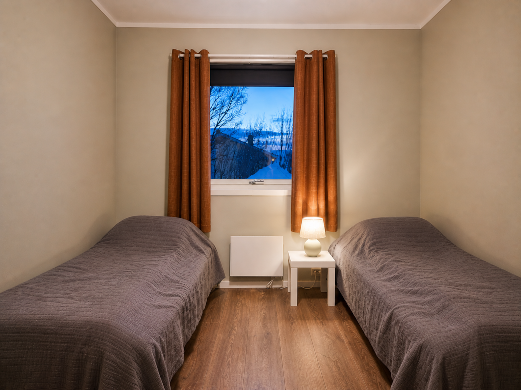 Downstairs bedroom with two beds