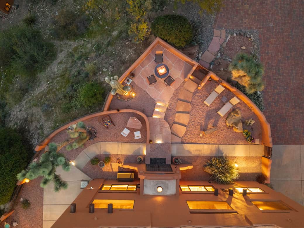 Bird's-eye view of the front courtyard