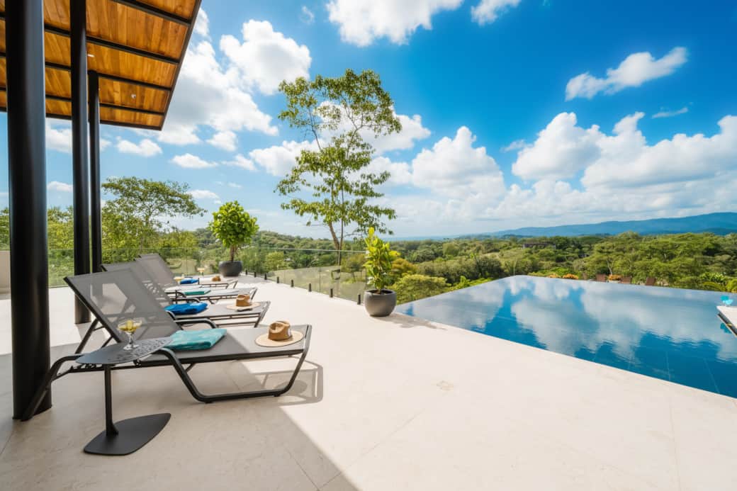 Terrace and pool surrounded by jungle scenery and tropical sounds Terrace and pool surrounded by jungle scenery and tropical sounds