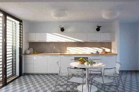 Our lovely new kitchen and dining area with diret access to the private pool and courtyard.