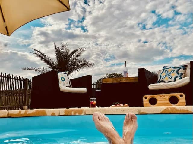Chilling by the pool