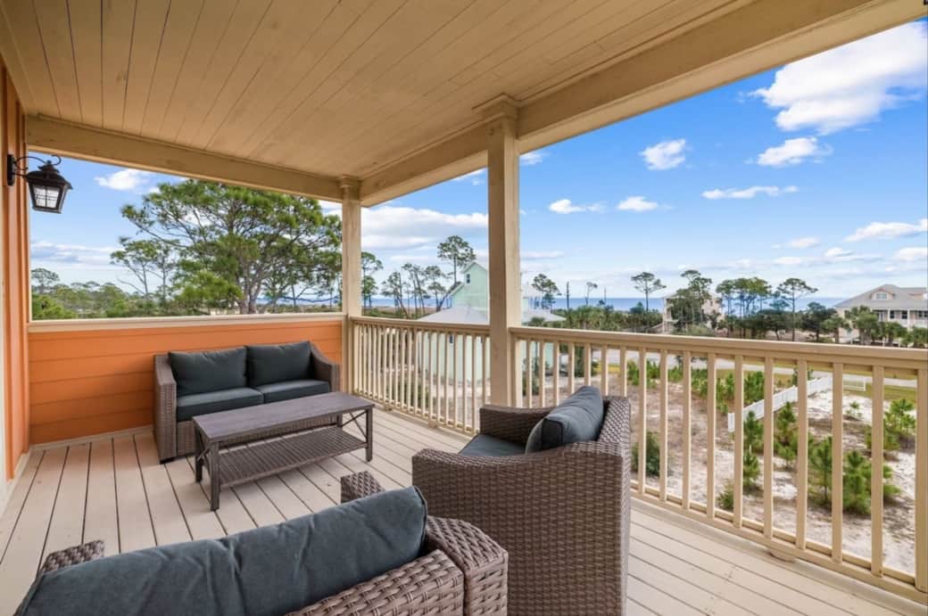 3rd Floor Furnished Deck off Primary Bedroom - Gorgeous Gulf Views!