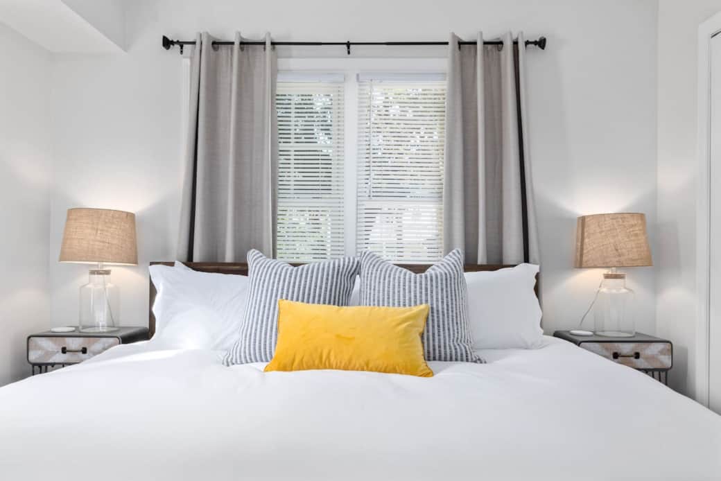 Sleep like a royal family member on the king bed found in the master bedroom. Sleep like a royal family member on the king bed found in the master bedroom.