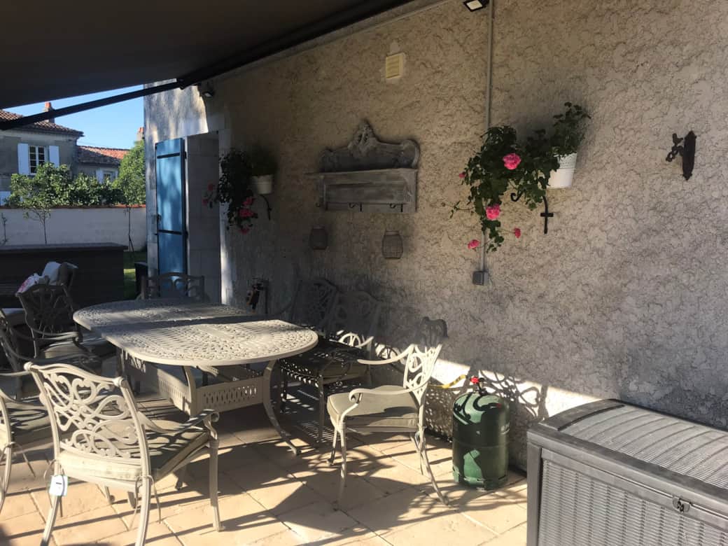 A covered space for al fresco dining and drinks at any time of the day or evening
