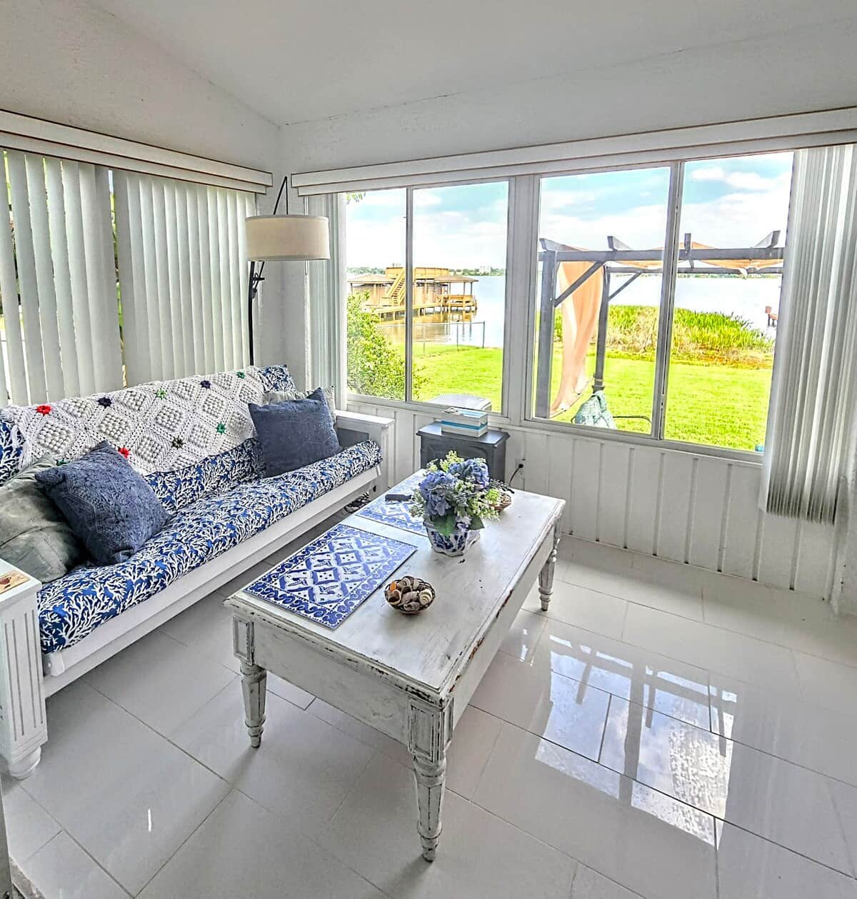 Futon Sofa overlooking the beautiful lake.
