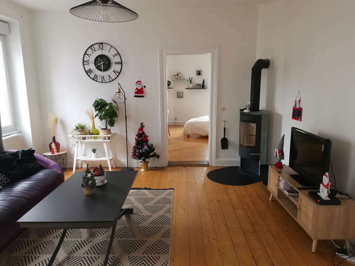 Salon lumineux de l’appartement de Schiltigheim