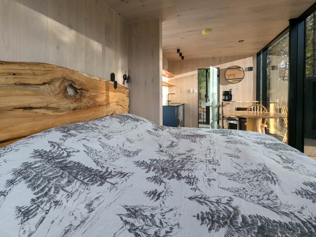 King bed with huge maple headboard