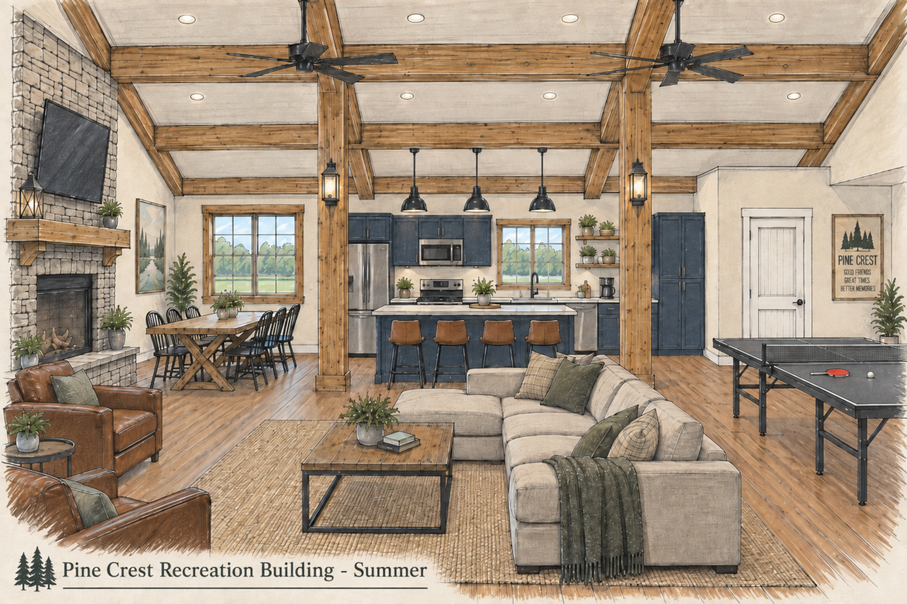 Rec Building - Summer Rendering