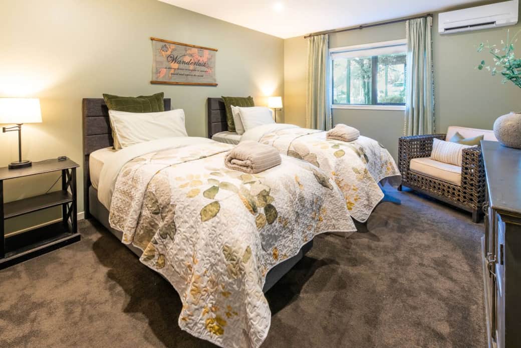 Ground floor two King Single beds. Beds can be zipped together to make a Super King size bed (by prior request).