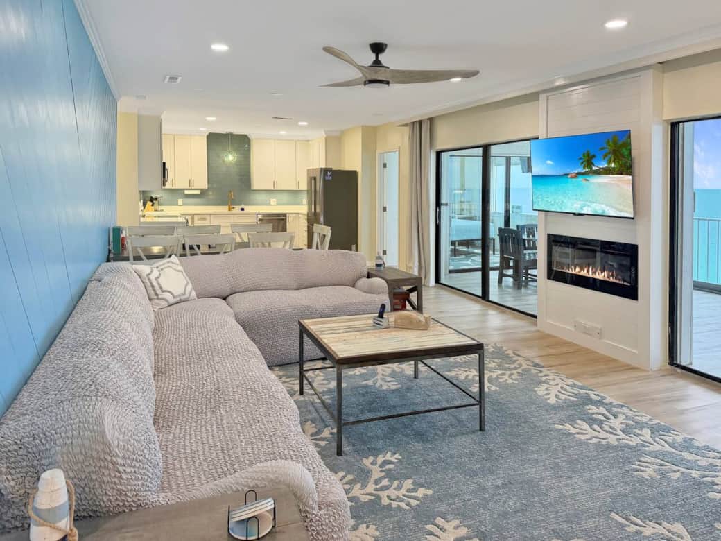 Living room; fireplace, sliders to balcony Living room; fireplace, sliders to balcony