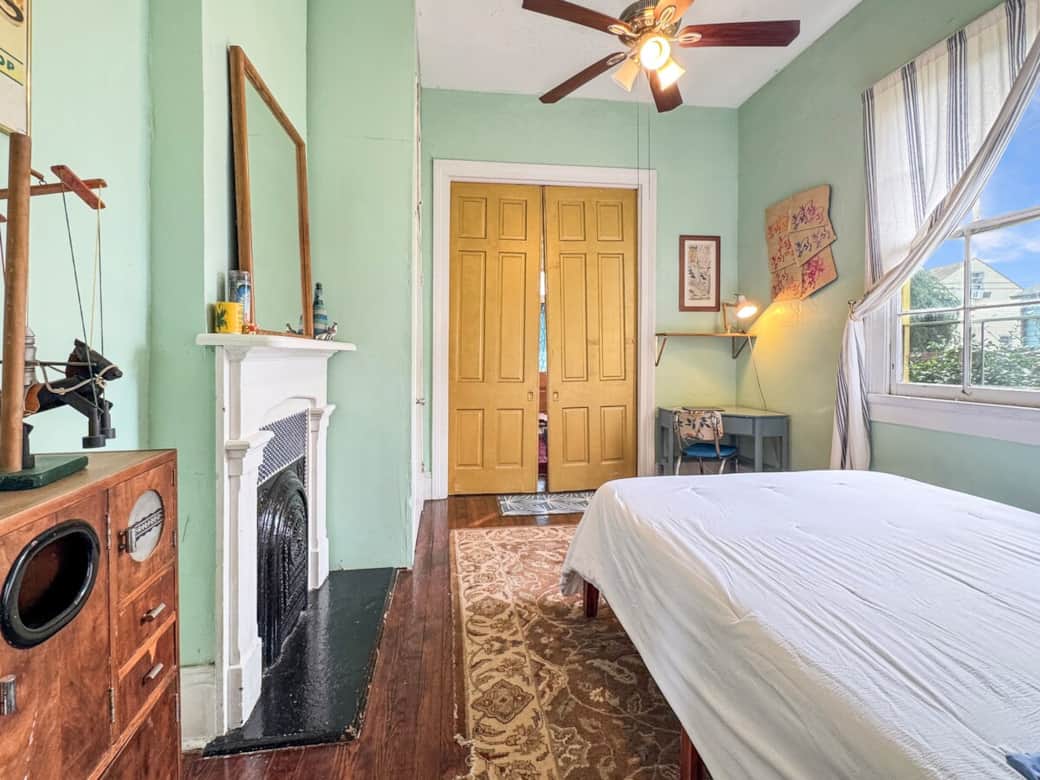 Pocket doors between front bedroom and living room