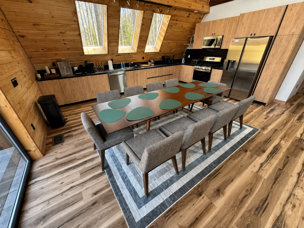 Seat ten comfortably and add additional seating with an additional fold away chair and table set.
