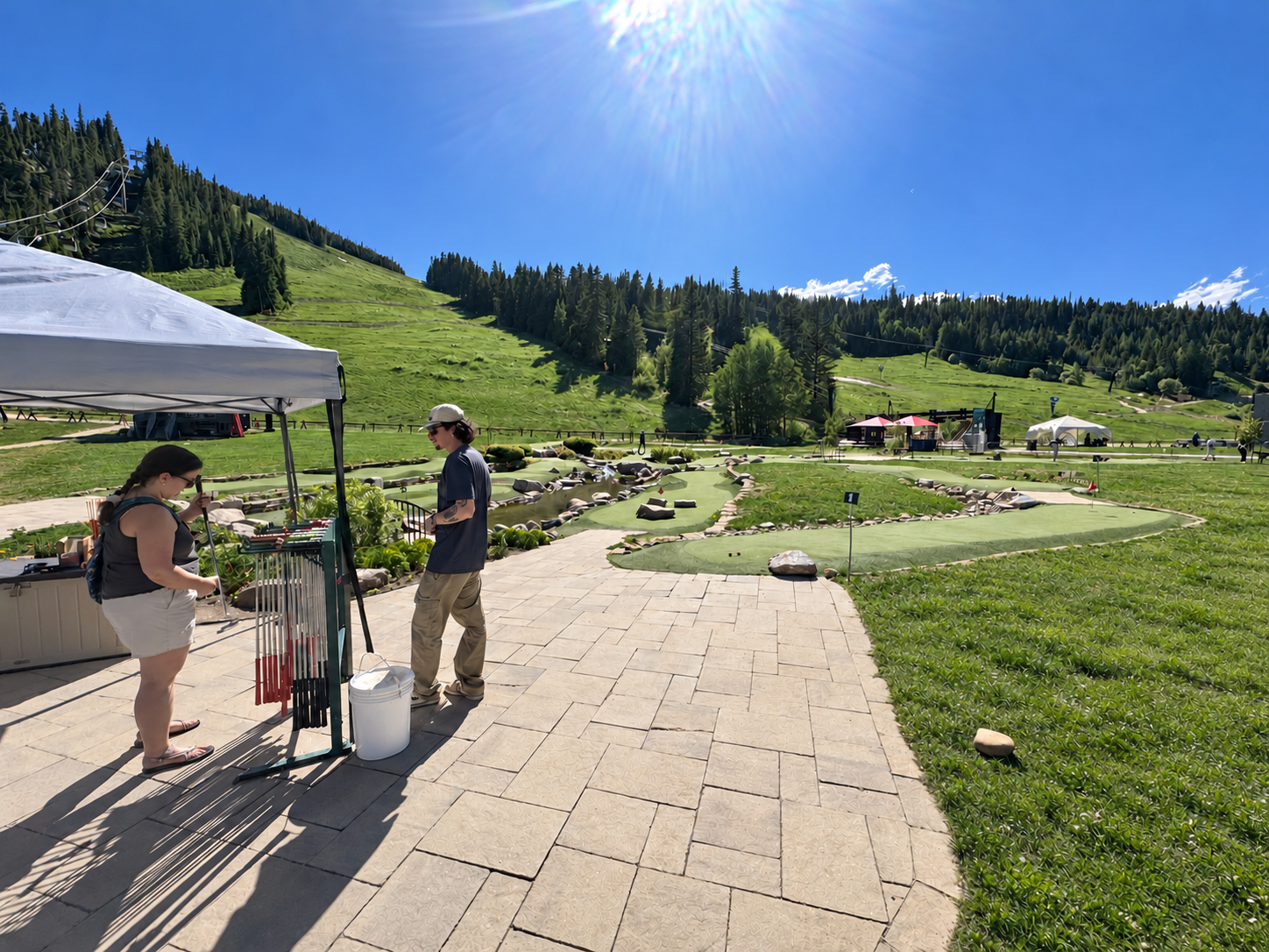 Mini-golf course at Winter Park Resort with mountain views