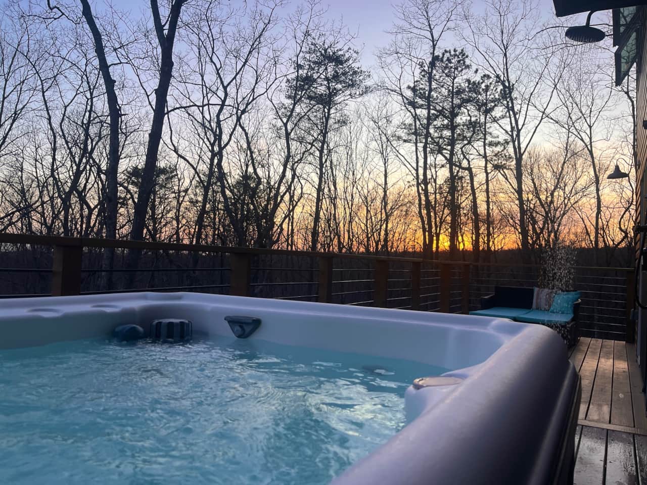 outdoor hot tub and shower 