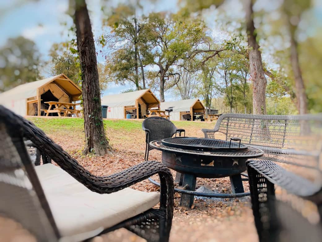 Gather around the community firepits! Gather around the community firepits!