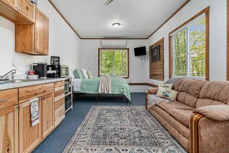 The studio has a queen bed, the couch pulls out into a queen bed, smart TV, WIFI and more The studio has a queen bed, the couch pulls out into a queen bed, smart TV, WIFI and more