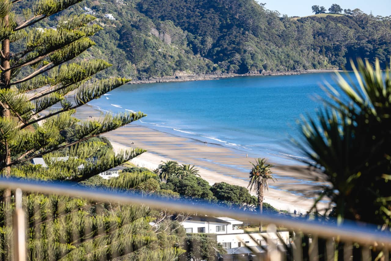 Onetangi Beach from the terrace 