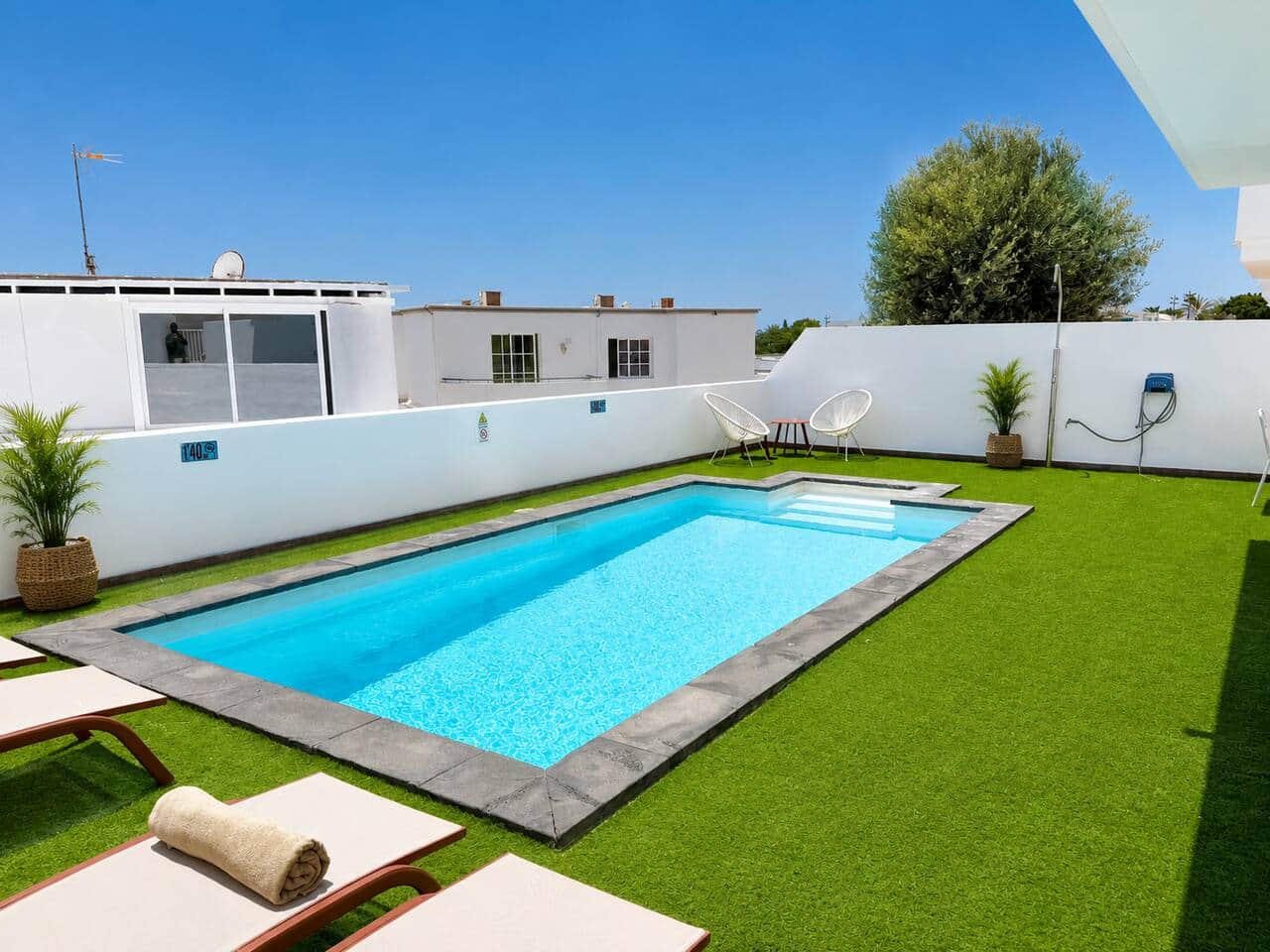 Private heated pool at Villa Tabaiba Puerto del Carmen in Lanzarote