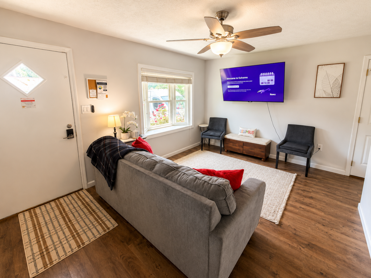Sofa with large Roku TV