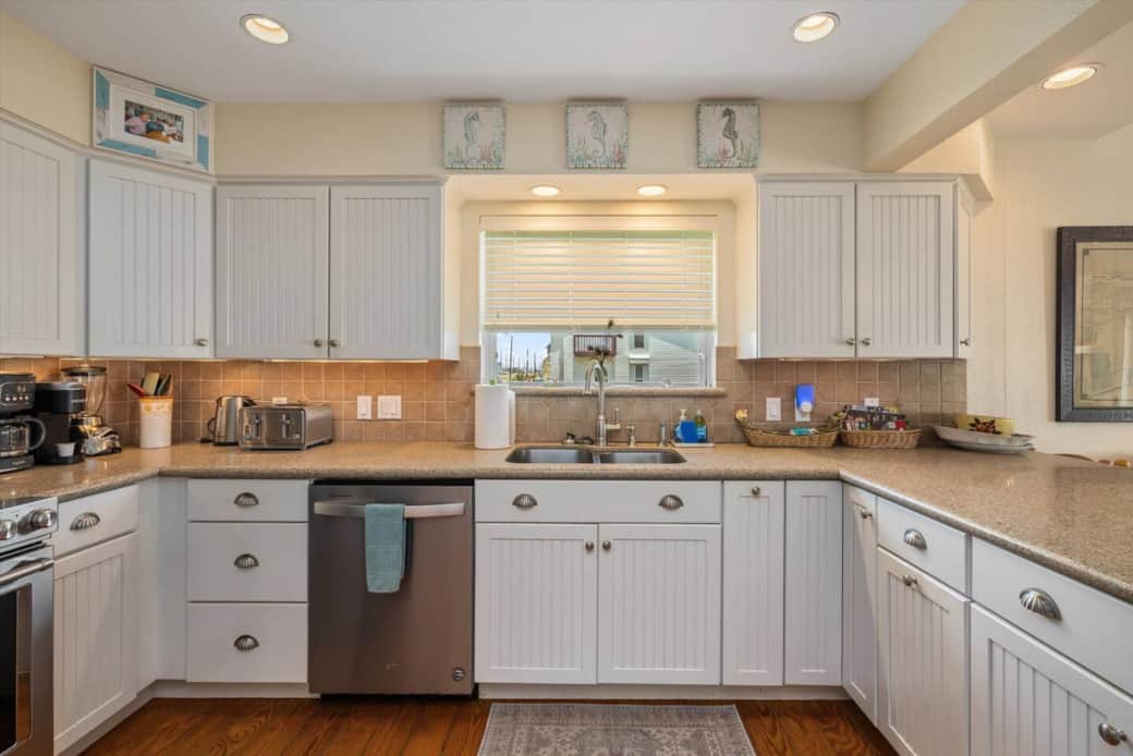 Fully stocked kitchen with everything you need to prepare and enjoy meals.