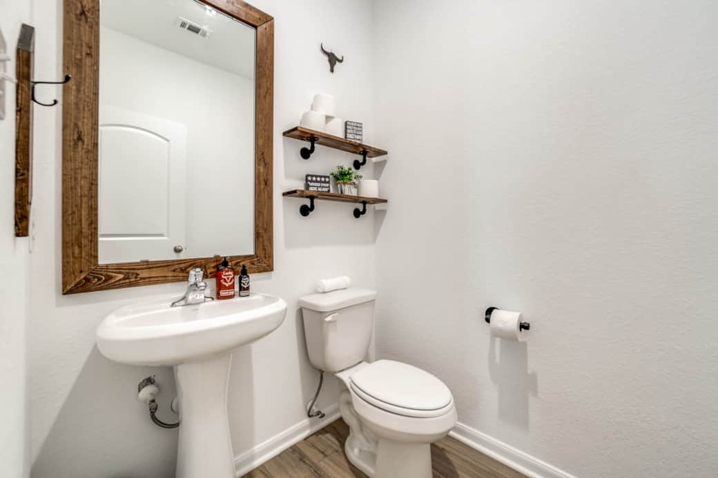 1/2 bath downstairs so you won't have to go upstairs if you "gotta go!"
