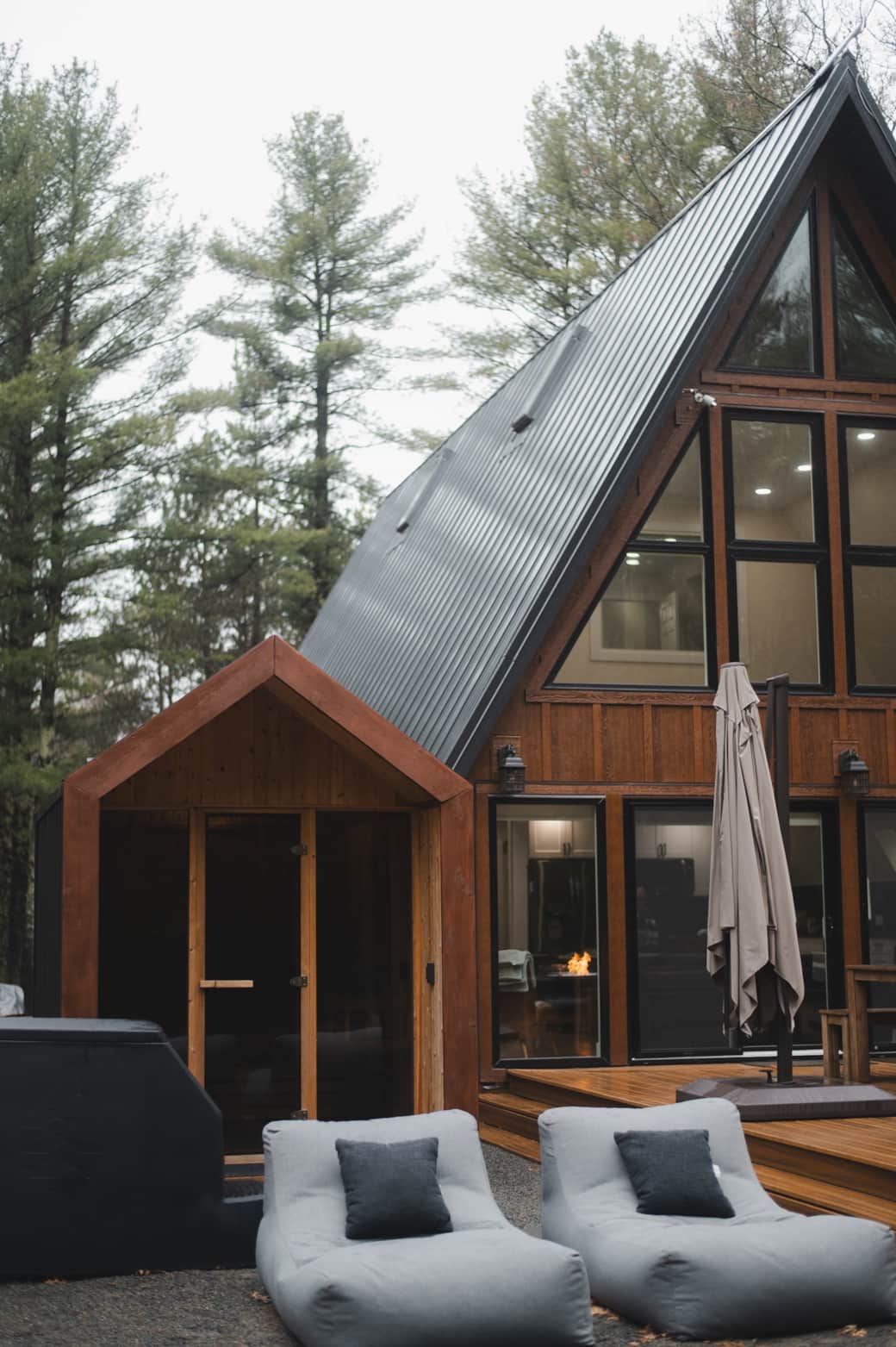 Our unique "Mini-Me" sauna with adjacent cold tub