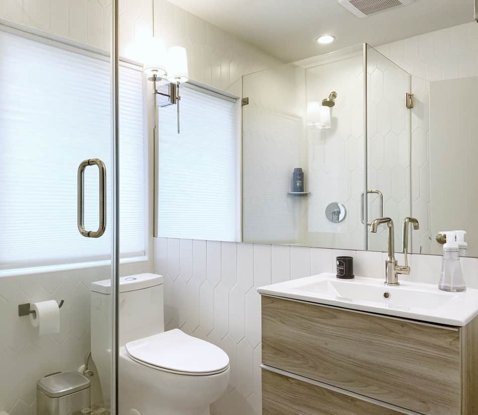 enovated Unit 2 bathroom at Casa Citron with plumbing maintained in the same location, fully updated finishes, modern fixtures, and a clean, masculine design.