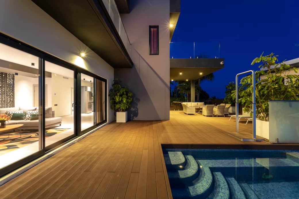 Villa and pool night Villa and pool night