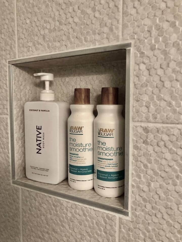 Premium soap, shampoo and conditioner for your use.