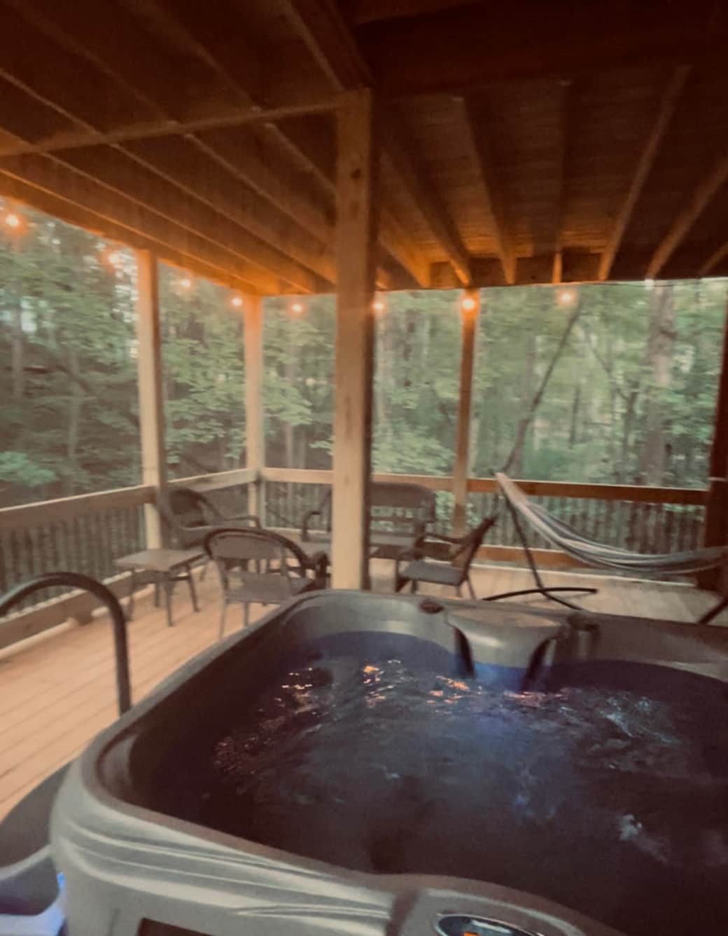 Hot tub seating area & hammock