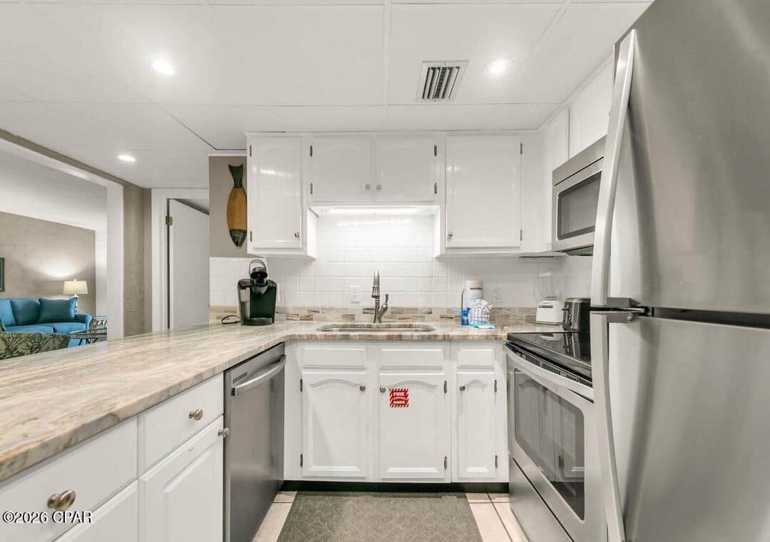 Open concept kitchen for cooking and socializing