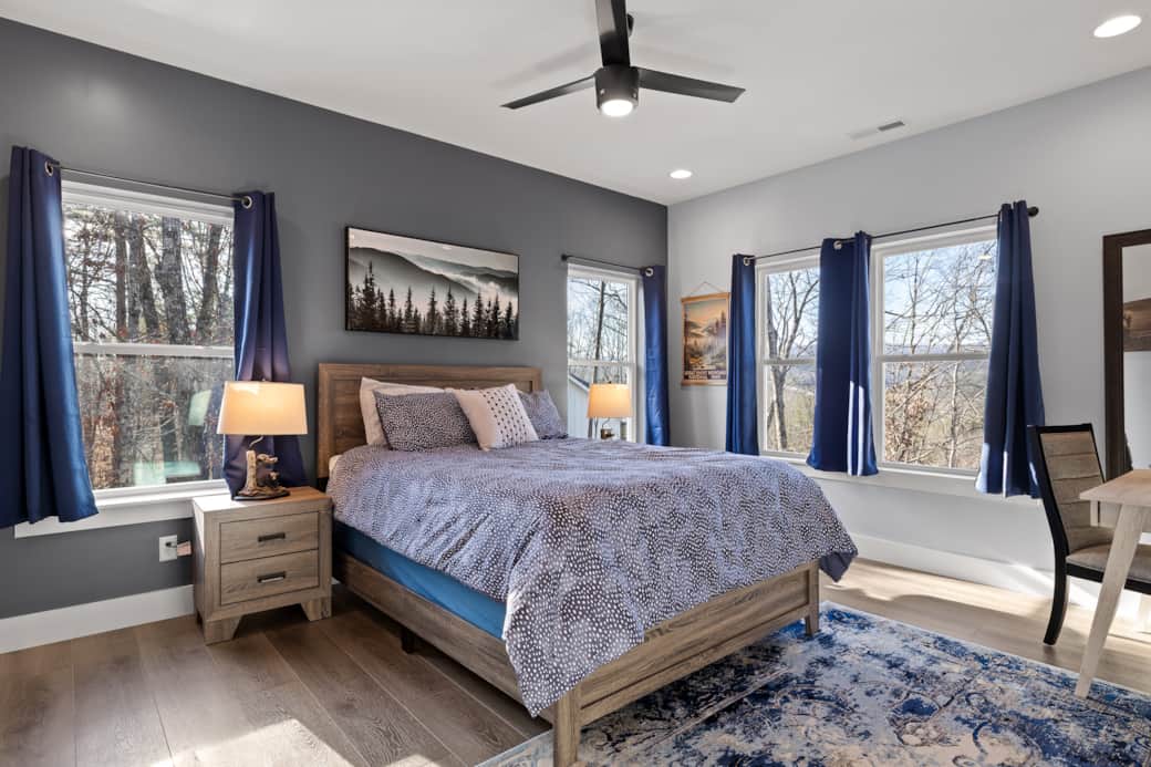 Smokey Mountains Themed Queen Bedroom with Desk and Toddler Bed