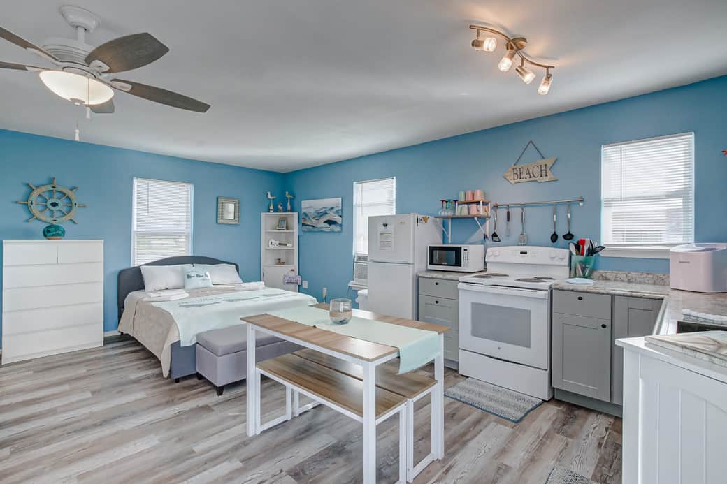 Kitchen and bed
