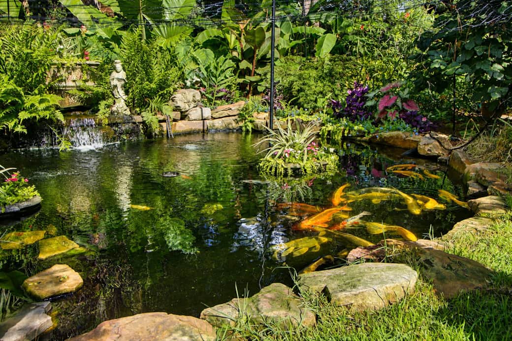 The Cottage at DuPont Garden pond and waterfall