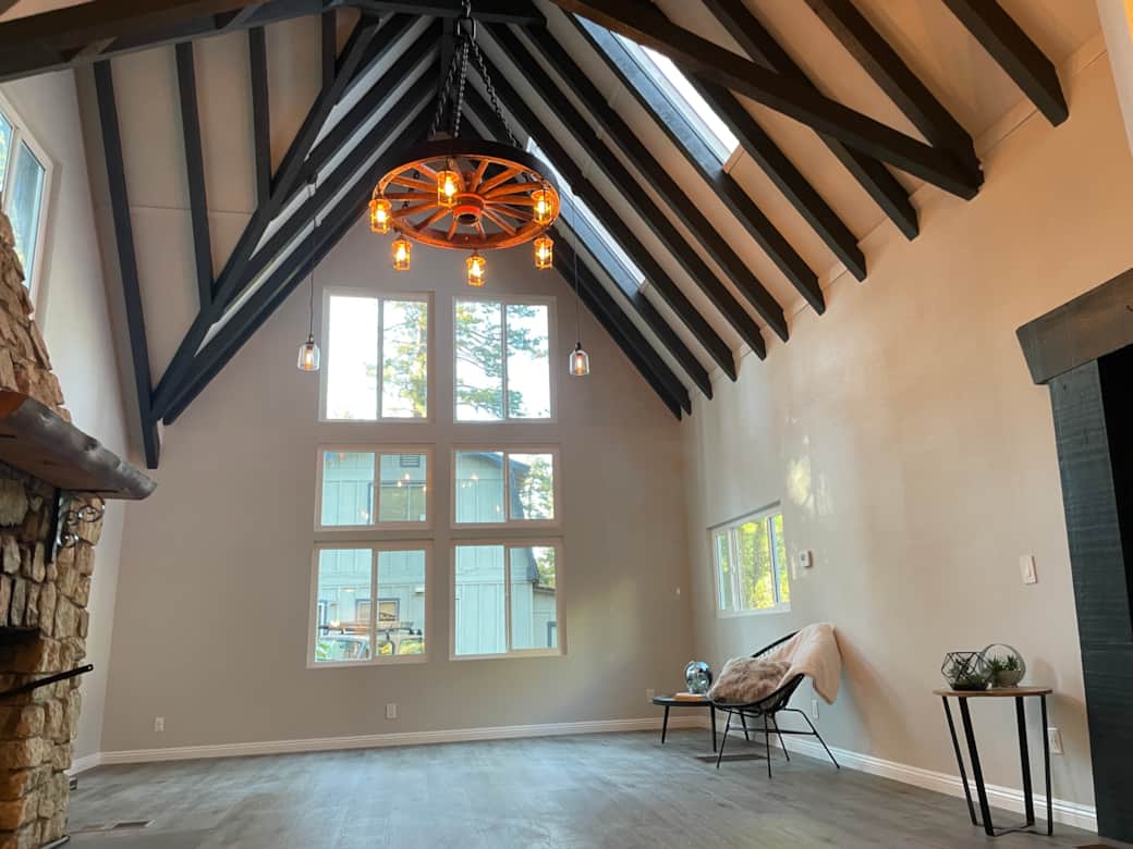 High Cathedral ceiling exposed-beam