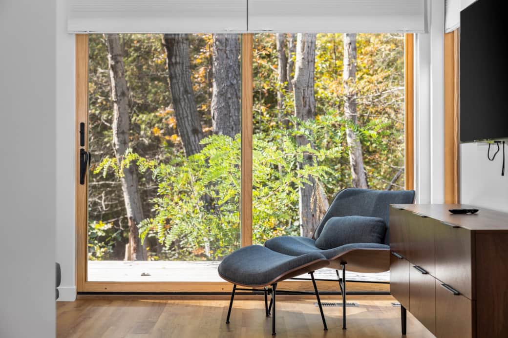 Master suite reading chair and deck