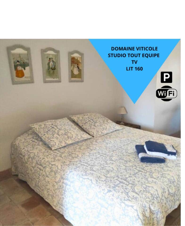 Parking et Wifi Gratuits. 
Lit en 160 cm pour un confort optimal. 
Kitchenette toute équipée pour une location en toute tranquillité!