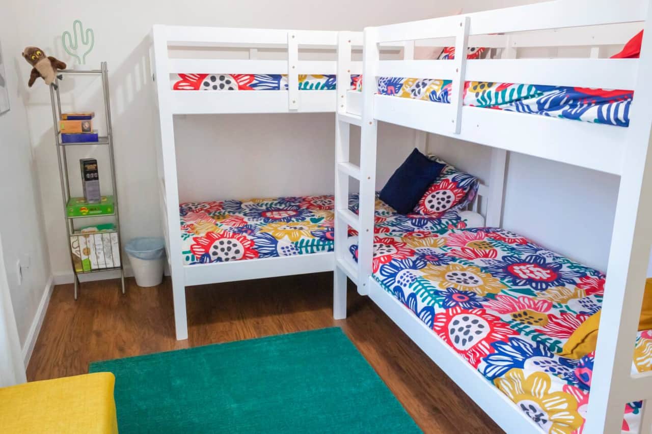 4 twin beds in the bunk room. Great for kids!
