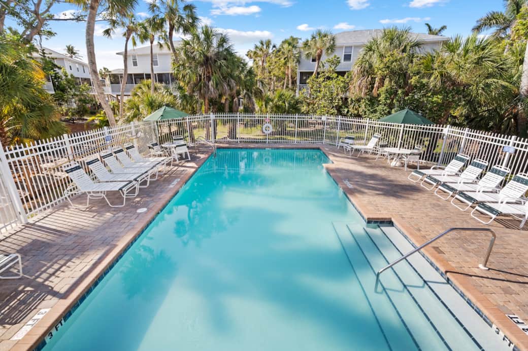 Large heated pool with rest rooms and shower