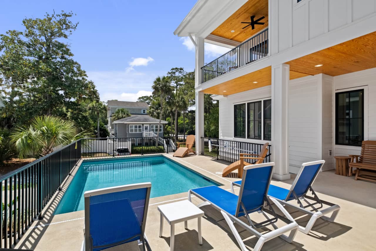 Pool deck taken from the grill 