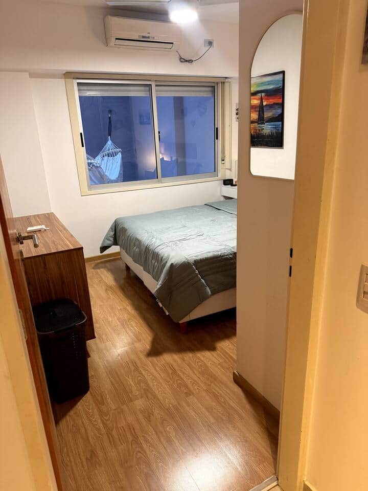 cozy bedroom with dresser, wardrobe and mirror. Safe deposit.