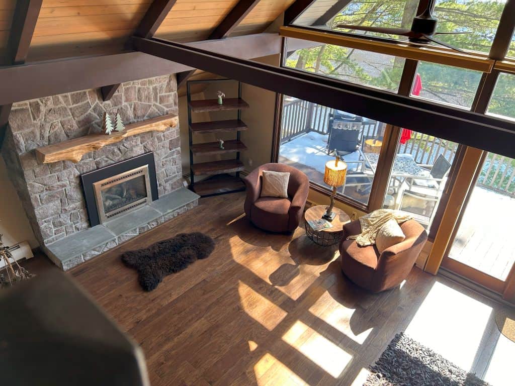 Livingroom windows and fireplace Livingroom windows and fireplace