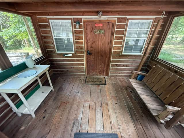 Screened porch with swing