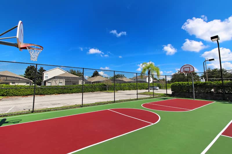 Lighted basketball courts