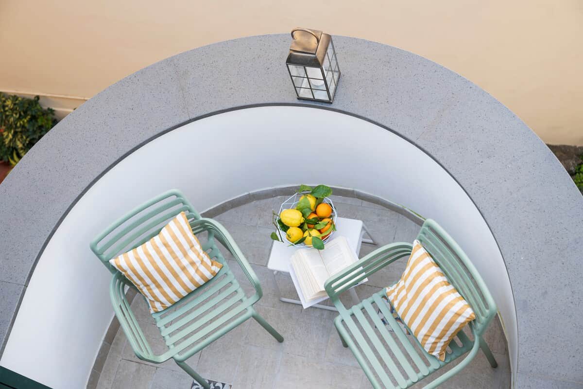 Uniquely shaped terrace, perfect for a quiet moment of relaxation in the morning.