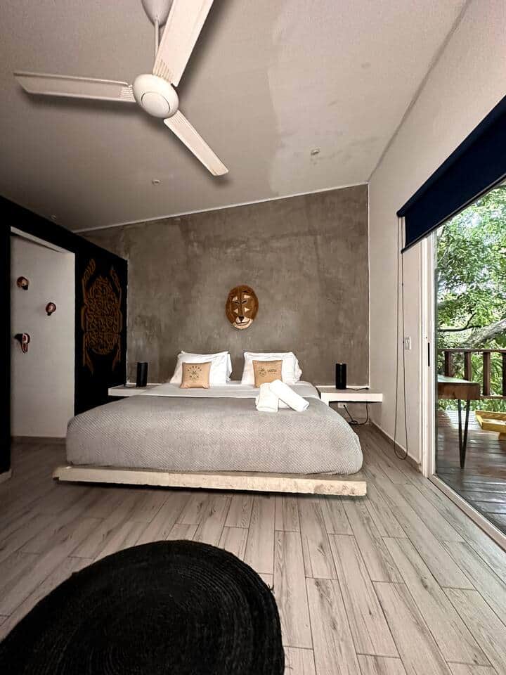 Master Suite opening to the treetops at Saboga Lodge, a Pearl Islands eco lodge