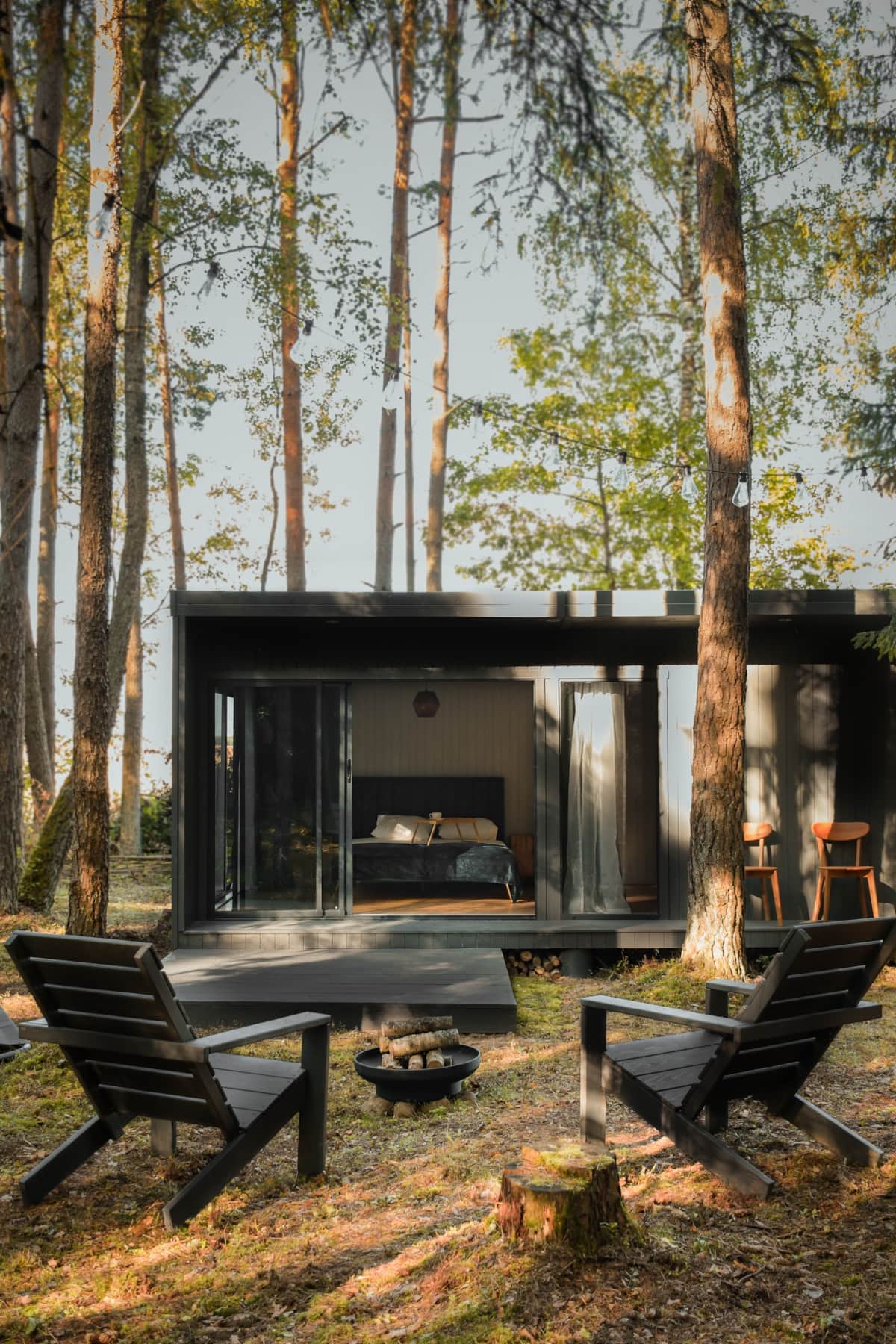 Forest therapy - a cottage under a pine tree