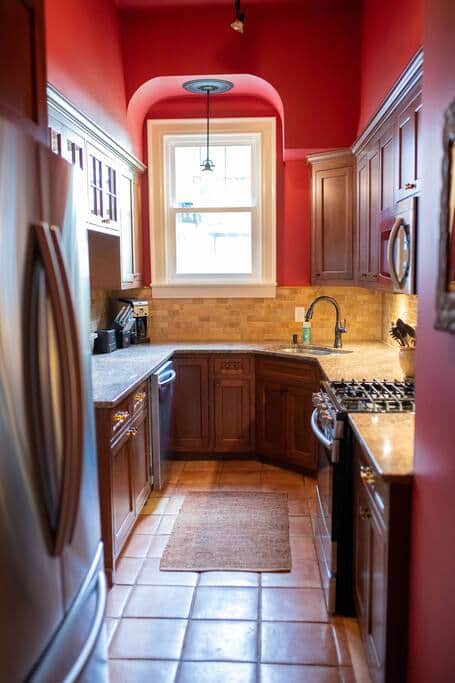 Kitchen with stainless steel appliances (includes a dishwasher and gas stove). Kitchen with stainless steel appliances (includes a dishwasher and gas stove).