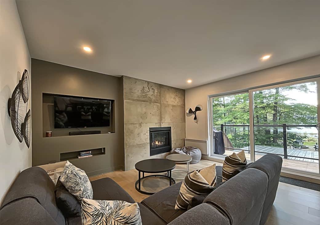 Living room with gas fireplace and TV Living room with gas fireplace and TV