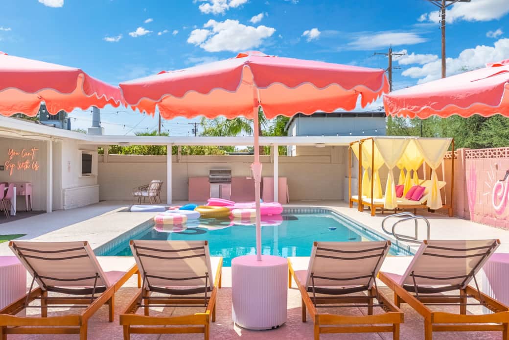 This pink scottsdale airbnb was imagined to host the ultimate bach weekend and girls trip!